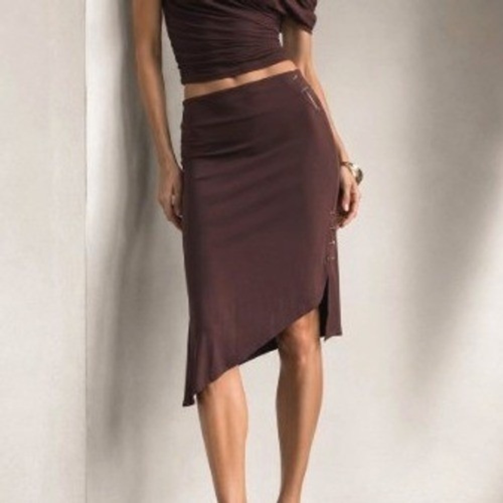Manigance of Paris Brown Avant Garde Couture Asymmetrical Staples Skirt 42 / 8